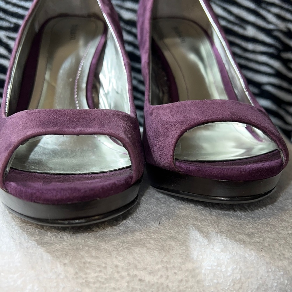 Style & Co Purple Peep Toe Leather Platform Heels Size 8 - Picture 10 of 13